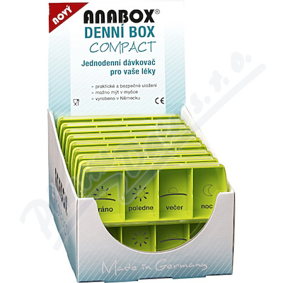 Dávkovač na léky - zelený ANABOX denní box COMPACT