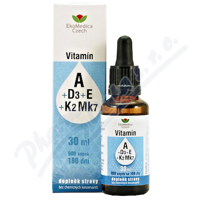 Vitamín A+D3+E+K2 Mk7 30ml EkoMedica