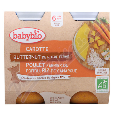 BABYBIO mrkev-dýně-kuře-rýže 6m+ 2x200g