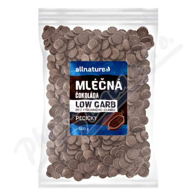 Allnature Čokoláda mléčná pecičky LOW CARB 500g