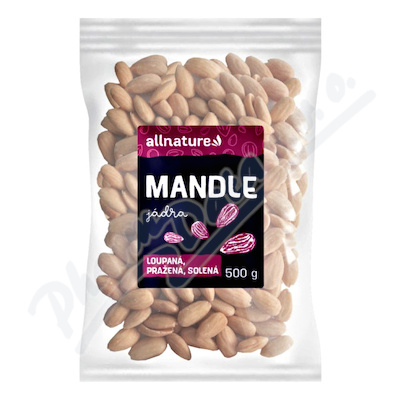 Allnature Mandle jádra loupaná pražená solená 500g