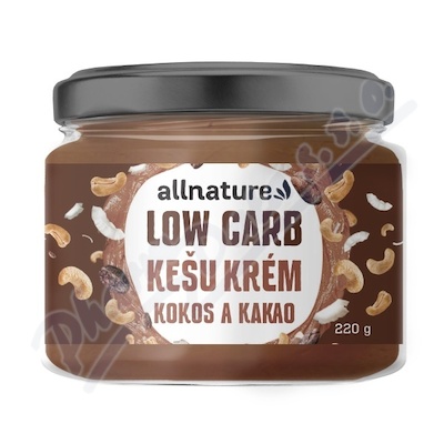 Allnature Kešu krém LOW carb kokos a kakao 220g