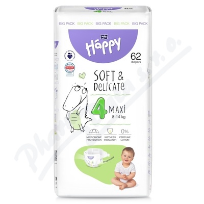 Happy Soft&Delicate 4 dětské pleny 8-14kg 62ks